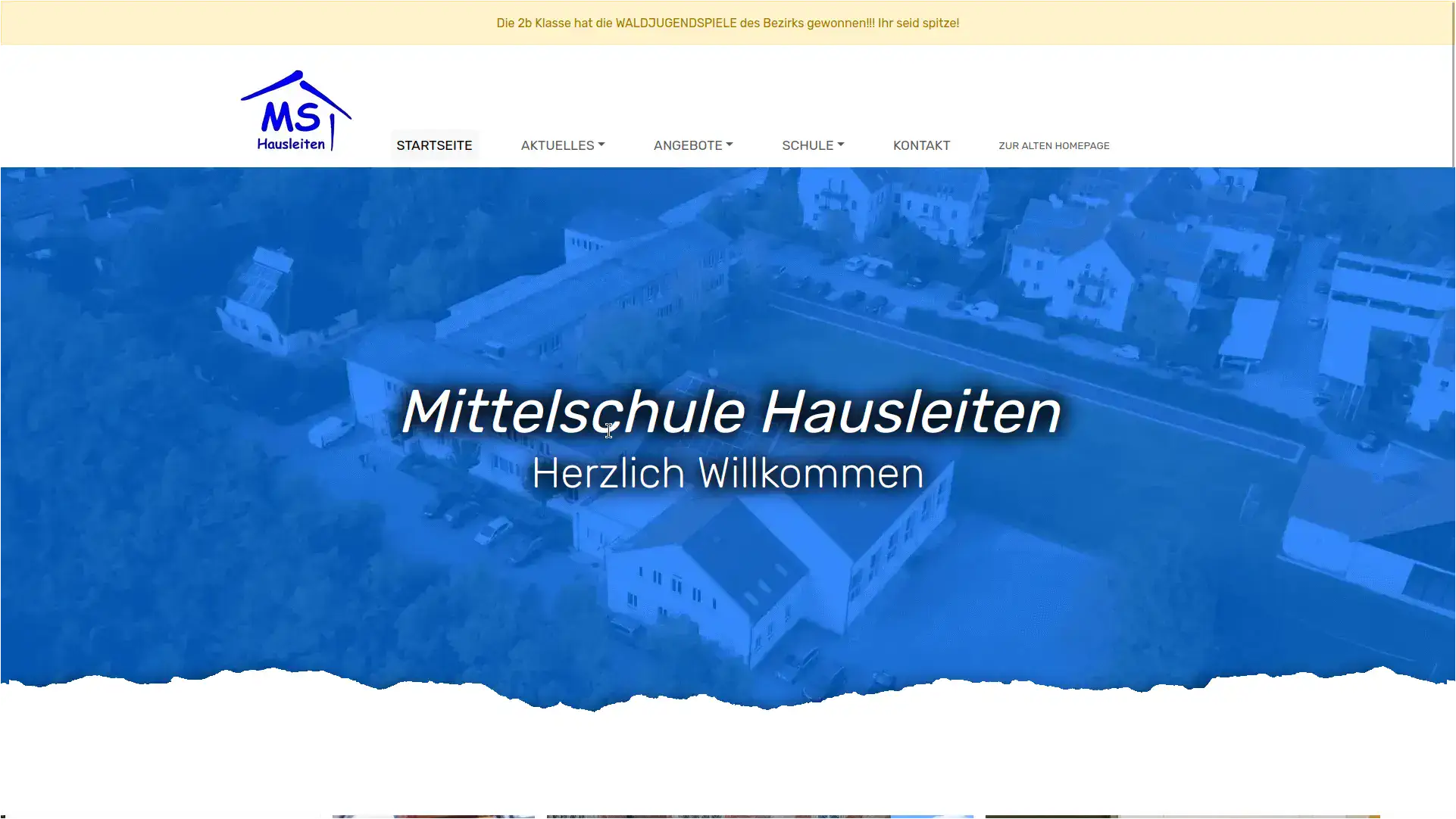 Screenshot der NMS Hausleiten Schulwebsite